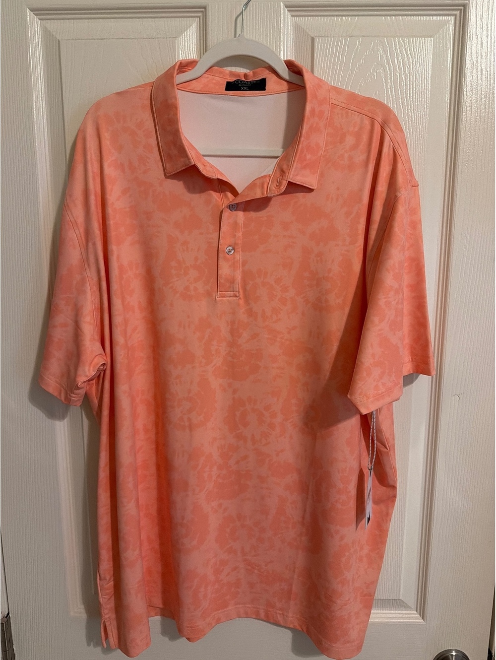 Coast Slipknot XXL Men's Polo Shirt Peach with Subtle Pattern NWT